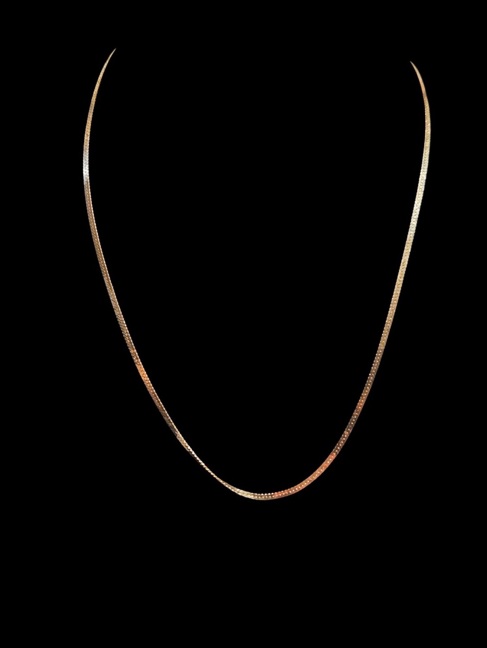14k Solid Gold Herringbone Chain Necklace Vtg Spring Ring Clasp 8g